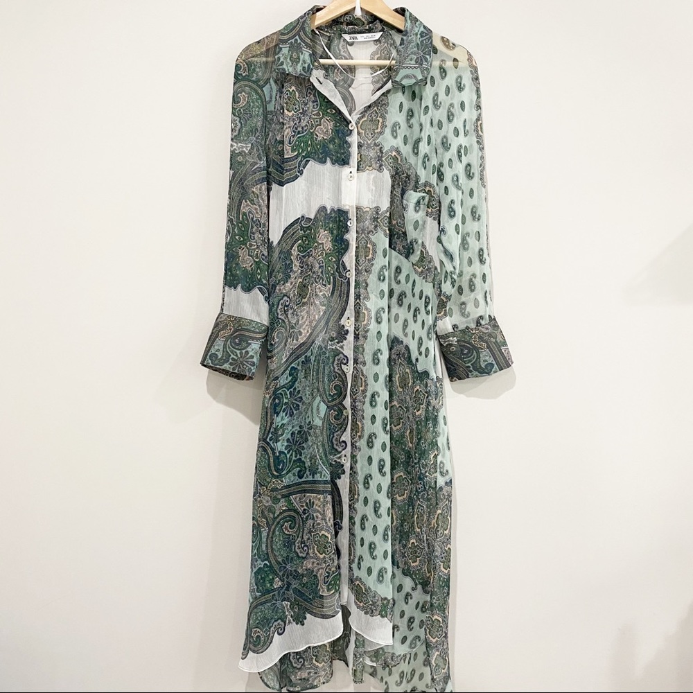 Zara Green Paisley Print Dress